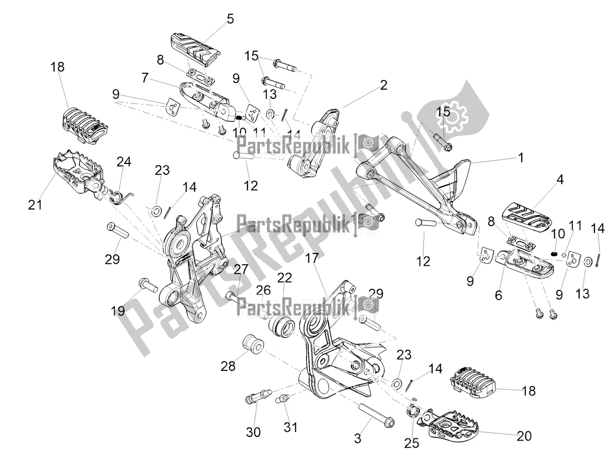 Foot rests spare parts Aprilia Tuareg 660 2021 ApriliaParts